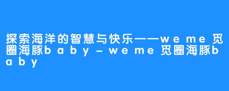 探索海洋的智慧与快乐——weme觅圈海豚baby-weme觅圈海豚baby