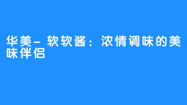 华美-软软酱：浓情调味的美味伴侣