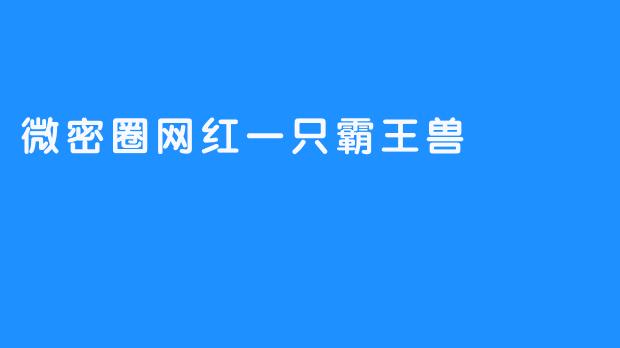 微密圈网红“霸王兽”：新生代宠物文化的代表