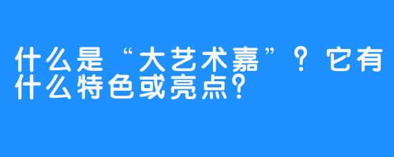 什么是“大艺术嘉”？它有什么特色或亮点？