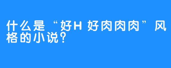 什么是“好H好肉肉肉”风格的小说？