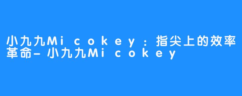 小九九Micokey：指尖上的效率革命-小九九Micokey