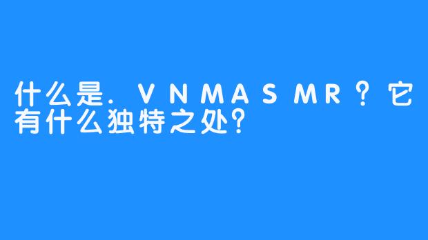 什么是.VNMASMR？它有什么独特之处？