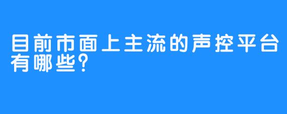 目前市面上主流的声控平台有哪些？