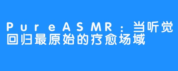 PureASMR:当听觉回归最原始的疗愈场域