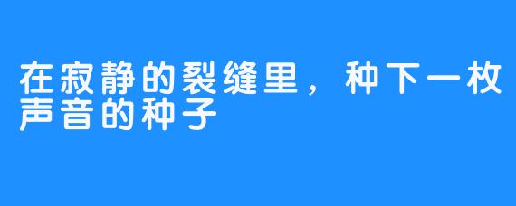 在寂静的裂缝里，种下一枚声音的种子